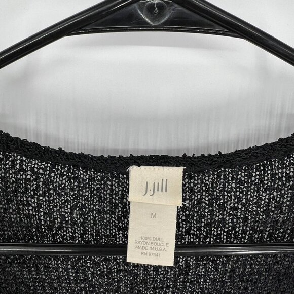 J.Jill Cardigan Black Button Down V Neck Long Sleeve Open Knit - Picture 2 of 7